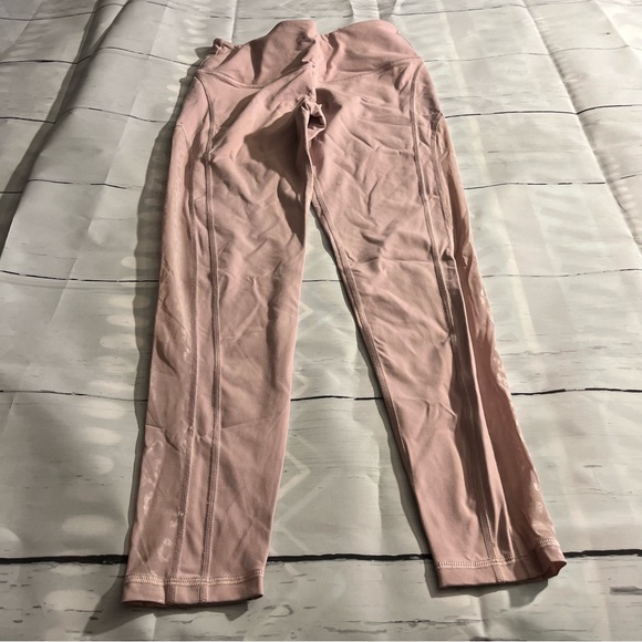 Mauve Pink Victoria Sport Workout Leggings with Sheer Animal Print Panel, Medium - Picture 5 of 14